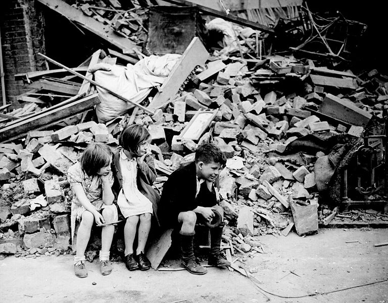 Homeless children during the London Blitz.
