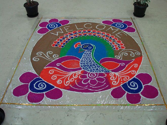 Rangoli in Hyderabad, India © adityamadhav83 with CCLicense