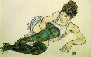 Reclining Woman, Green Tights Egon Schiele