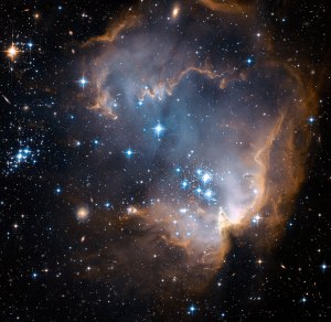 New stars forming in N90, a  stellar nursery in the constellation Hydrus, 200,000 light years away. Credit: NASA, ESA and the Hubble Heritage Team STScI/AURA)-ESA/Hubble Collaboration