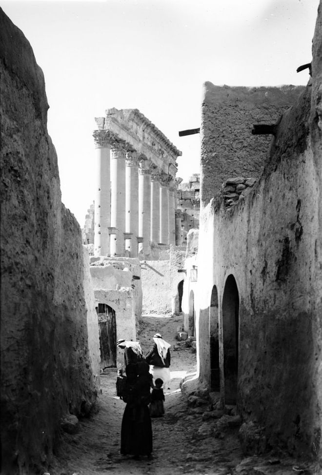 Tadmor Village within the Temple of Bel, Palmyra, early 20th Century Public Domain Image